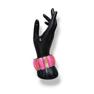 🚨Vintage Retro Faceted Acrylic Pink & Orange Shimmer Wide Chunky Bracelet